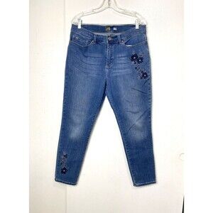 Lee Blue Jeans Women's 32 Sculpting Slim Fit Ankle Jegging Mid Rise Embroidered